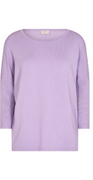 Strikbluse med 3/4 ærme lavendel
