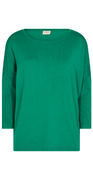 Strikbluse med 3/4 ærme pepper green