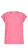 Kortærmet bluse med hulmønster carmine rose