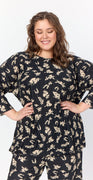 Plisseret bluse i print sand