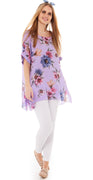 Elly bluse i struktur med blomster lys lilla Likelondon