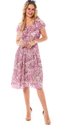 Abby kjole med fine blomster hvid/pink LikeLondon