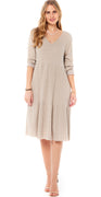 Becca lang strikkjole beige LikeLondon