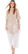 Agnes tunika med bogstaver beige LikeLondon