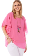 Flora ciffon bluse med halskæde pink LikeLondon