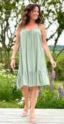 Ivy stropkjole med peplum khaki Likelondon