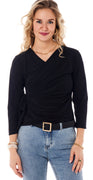 Klara bluse med wrap-effekt sort Likelondon