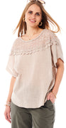 Lærke bomuldsbluse med blonde beige LikeLondon