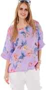 Kelly bluse med blomsterprint lys lilla LikeLondon