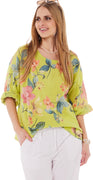 Kelly bluse med blomsterprint lime LikeLondon