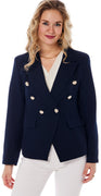 Bitten blazer med knapper foran navy LikeLondon