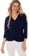 Klara bluse med wrap-effekt navy Likelondon