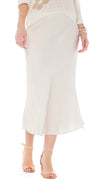 Nelli nederdel i satin creme Likelondon