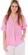 Mira hørbluse med v-hals pink LikeLondon