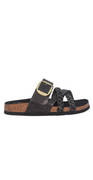 Slip in sandal med spænde sort