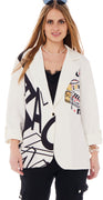 Tine hvid blazer med love print LikeLondon