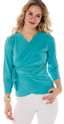 Klara bluse med wrap-effekt turkis Likelondon