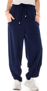 Zoey bukser med forlommer navy Likelondon