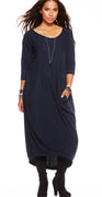 NAVY CASUAL KJOLE MED LOMMER
