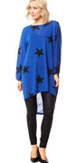 ROYALBLUE OVERSIZE TUNIKA/BLUSE MED SORTE STJERNER