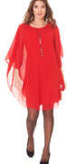 Rød chiffon kjole