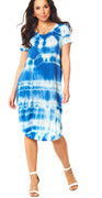 ROYALBLUE/HVID KJOLE MED TIE DYE