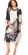 Rosa/navy chiffon kjole