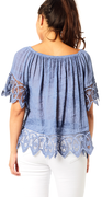 DENIM BLUSE MED BLONDER