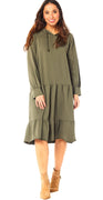 Khaki sweatkjole med hætte