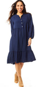 Navy kjole med peplum
