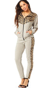 Sand track suit med leopard og guld dots